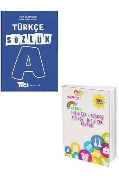 Açı Yayınları Türkçe Sözlük + Resimli İngilizce Sözlük / TDK Kurallarına Uygun - 2 KİTAP - Kapsamlı Set
