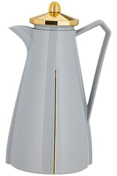 ALSAIF Coffee and Tea Vacuum Flask, leak-proof and keeps drinks hot, 1Liter, gray/Gold