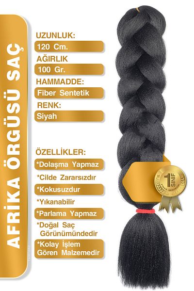 TAM TARZ Fiber Synthetic Hair for African Braiding Rasta and Box Braid - Black