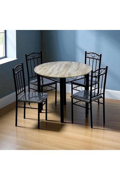 Kreslo Round dining table set with four chairs - Table height: 75 cm, Table diameter: 90 cm
