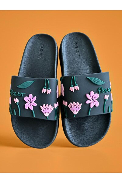 GEZER Μαύρες γυναικείες παντόφλες παραλίας κήπου πισίνας