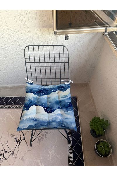 yok yok evim eve dair her şey 9-Piece Sea Themed Patterned Fluffy Living Room Balcony Garden Kitchen Chair Cushion