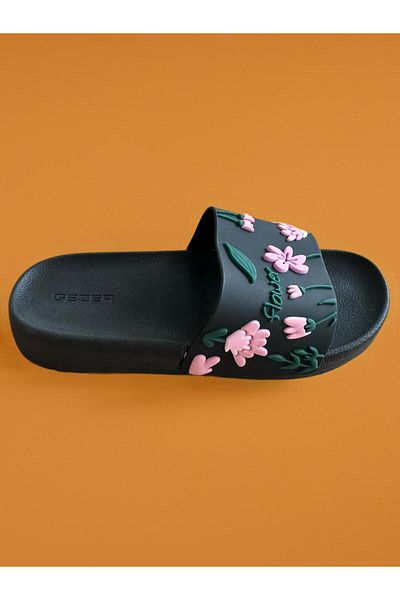GEZER Black Women's Pool Garden Beach Slippers