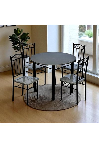 Kreslo Round dining table set with four chairs - Table height: 75 cm, Table diameter: 90 cm
