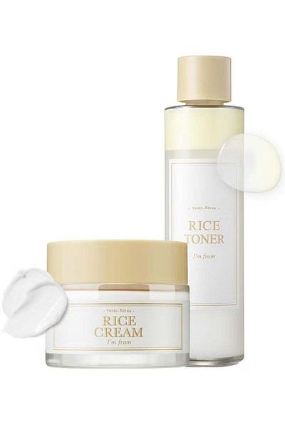 I'm From Rice Korean Skincare Set Toner Cream for Glass Skin, Vegan Moisturizer for Dry Skin