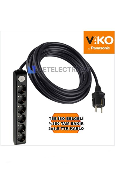 NETELECTRİCAL Multi-let | Altılı 7 Metre Anahtarlı Topraklı Ç. K. Grup Priz -...