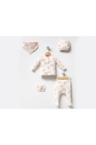 Bebezade Babexi Unixes Rainbow Cloud Patterned 5-Piece Newborn Set
