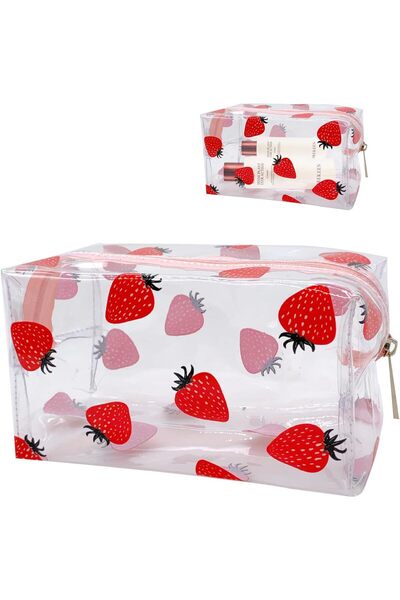 sfs elektrik Pencil Case Makeup Box Makeup Bag Pencil Bag Strawberry Clear