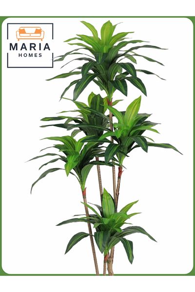 MARIA HOMES Artificial Corn Leaf Tree 180 cm – Indoor Faux Plant with Brown Pot