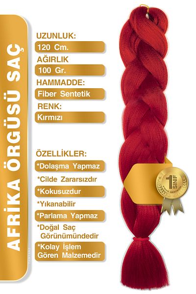 TAM TARZ Fiber Synthetic Hair for African Braid Rasta and Box Braid - Red