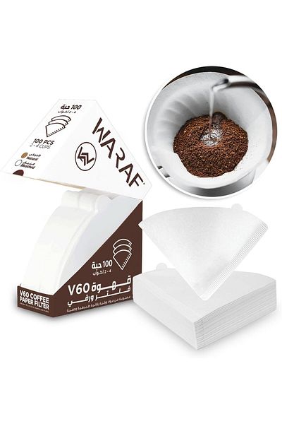 WARAF 100 Piece Coffee Paper Filter V60 Size 02 White