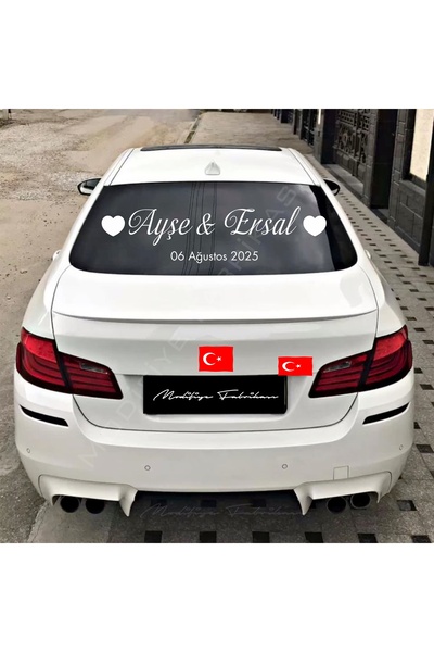 Modifiye Fabrikası Gelin Arabası İçin Kişisel Etiket | İsim & Tarih Yazılı Süsleme | 75 cm |