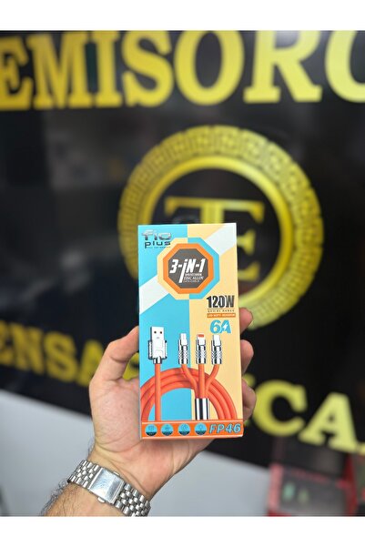 EMİN ENSAR HOME Süper Hızlı 120W Turbo Şarj Destekli 3in1 Çoklu Şarj Kablosu