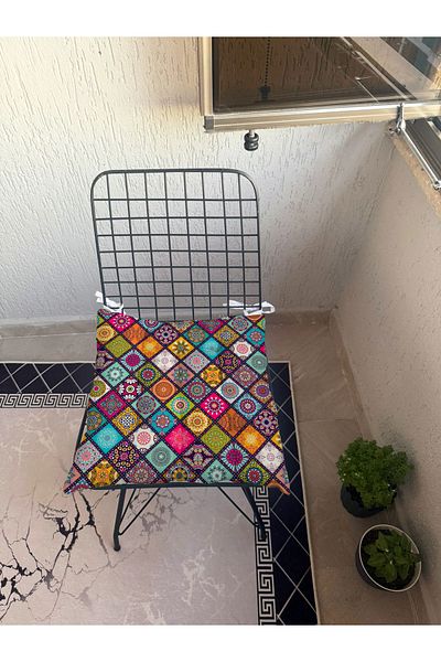 yok yok evim eve dair her şey 9-Piece Ethnic Patterned Fluffy Living Room Balcony Garden Kitchen Chair Cushion