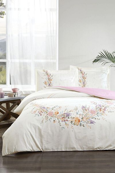 Özdilek Double Duvet Cover Set with Elastic Sheet - 100% Cotton