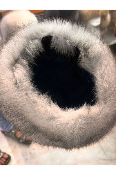 hoaryage Unisex Genuine Mink Leather Genuine Wolf Hip Scarf Hat