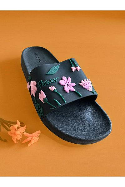 GEZER Black Women's Pool Garden Beach Slippers