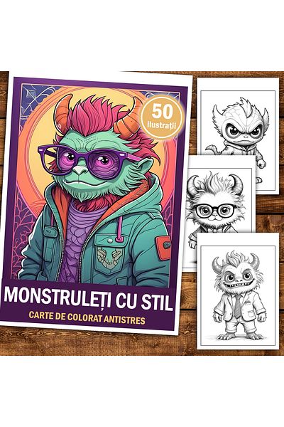 Legendary Gifts Anti-stress coloring book, 50 illustrations Monsters with Style, 106 pages
