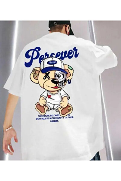 LAYORA White polyester t-shirt with cartoon print on the back and round neck