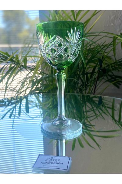ABROZ HOME DESIGN Crystal Cut Coffee Side Water Glass / Green
