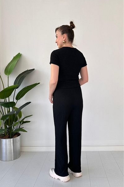 MaziButik Tie-Up Bubble Suit Black