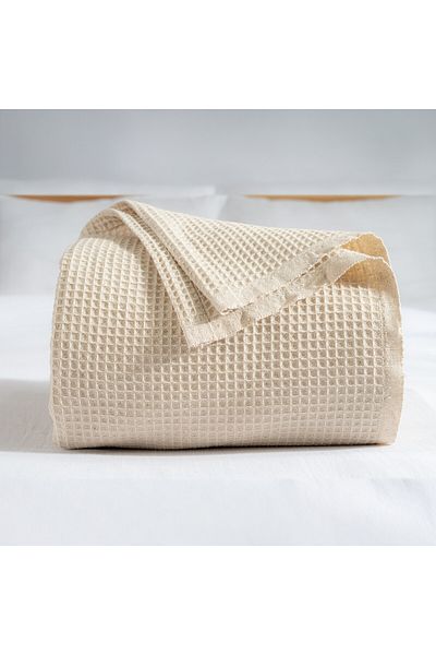 MYLASA HOME Pike Bedspread Double Waffle - 100% Cotton Lightweight 4 Seasons Airy High Quality Pikes