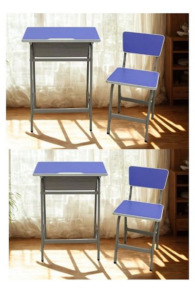 smart home Kids Study Desk Set 2 Tables + 2 Chairs | Study Table and Chair Set with Fiber Surface and Iron Legs