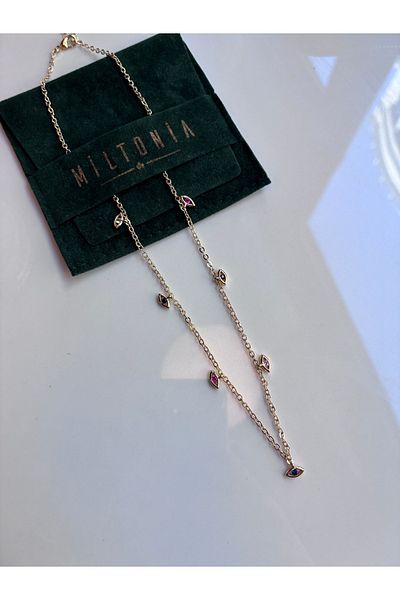 Miltonia Steel Necklace with Colorful Eye Detail