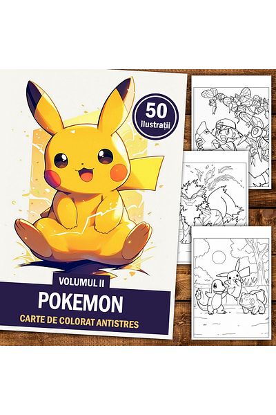 Legendary Gifts Anti-stress coloring book, 50 Pokemon illustrations, 106 pages
