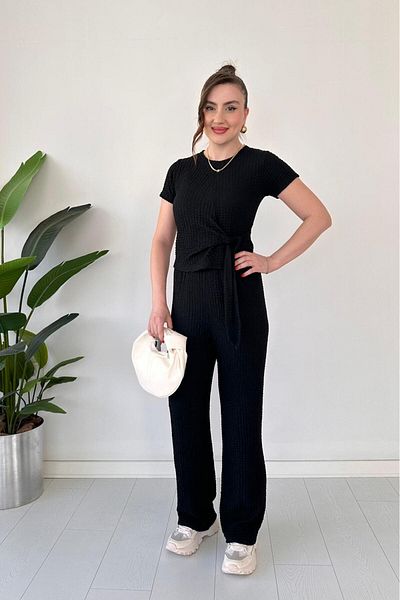 MaziButik Tie-Up Bubble Suit Black