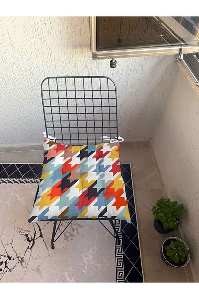 yok yok evim eve dair her şey 9 Puntal Geometry Patterned Fluffy Living Room Balcony Garden Kitchen Chair Cushion