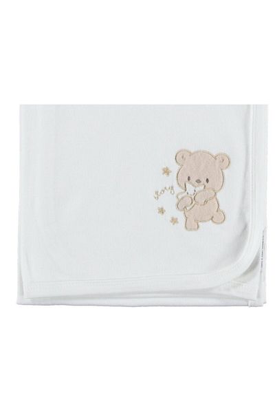 bipamuk Teddy Bear Patterned Combed Cotton Fabric Baby Blanket Breathable