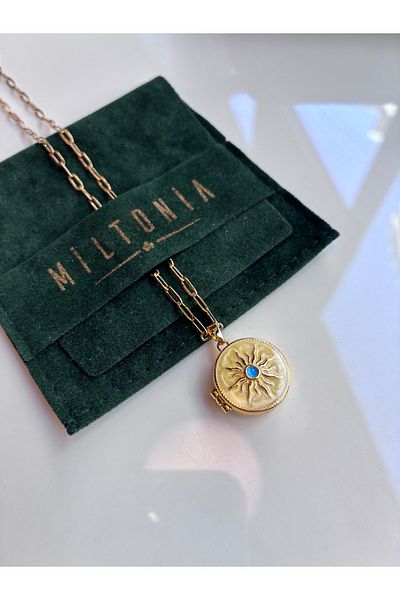 Miltonia Steel Necklace with Sun Enamel Cover
