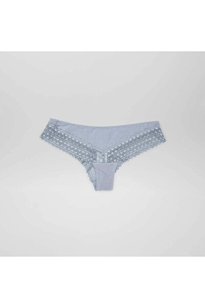 KIABI Pack of 3 pairs of cotton and lace Brazilian briefs BLUE