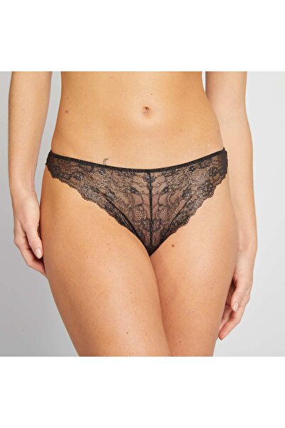 KIABI Glittery lace tanga briefs black