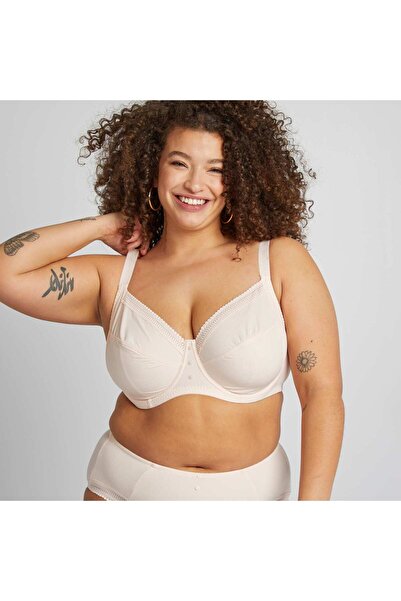 KIABI حمالة صدر نصف كوب من الألياف الدقيقة المضلعة باللون الوردي