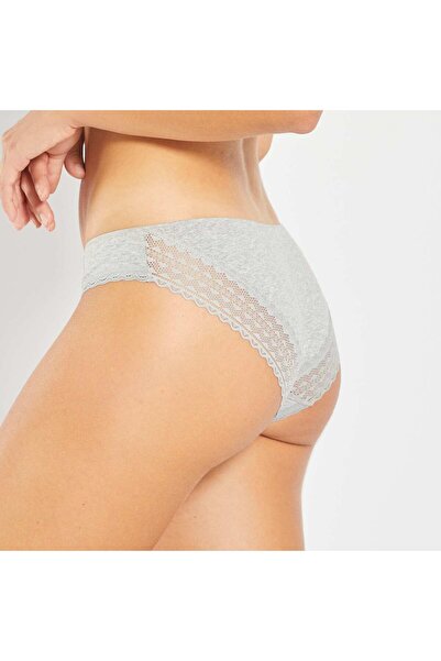KIABI Pack of 3 cotton and lace briefs WHITE