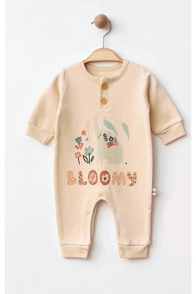 ESLENZA Organic Jumpsuit with Collar Buttons Beige