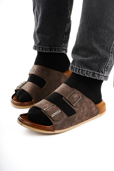 Babetty Men's Orthopedic Comfortable Sole Adjustable Double Buckle Men's Slippers Anatomical Structure