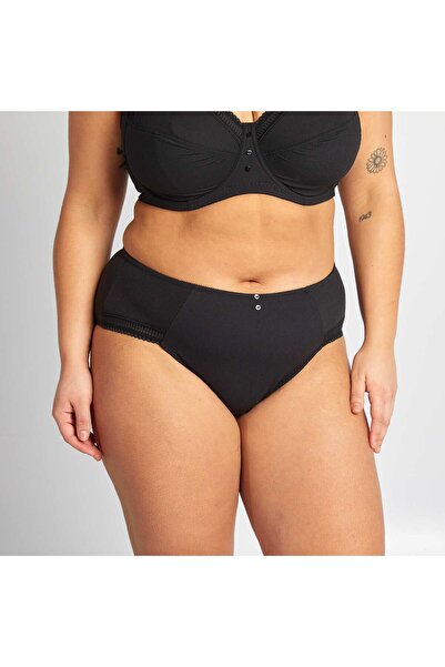 KIABI Ribbed microfibre briefs BLACK