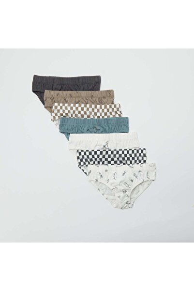 KIABI عبوة من 7 أزواج من الملابس الداخلية المطبوعة باللون الأبيض