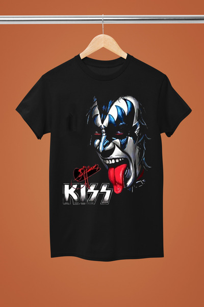 MAGORS تيشيرت روك من القطن بأكمام قصيرة وطبعة KISS