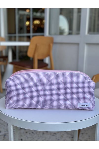 Batekso Purple Square Pattern Travel Case for Hair Styler - XL Size