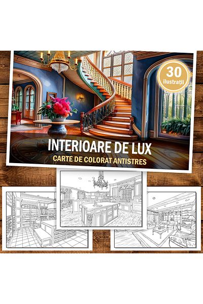 Legendary Gifts Anti-stress coloring book, 30 Luxury Interiors illustrations, 66 pages