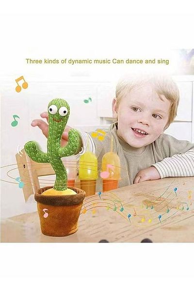 Primo Plus Electric Dancing Plant Cactus Plush Stuffed Toy -Green/Brown With Music For Kids