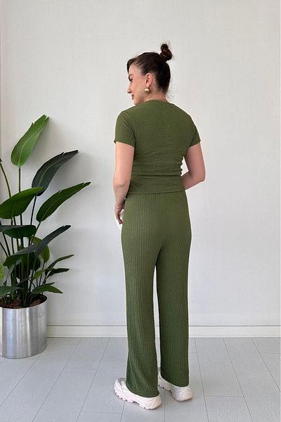 MaziButik Tie-Up Bubble Suit Khaki