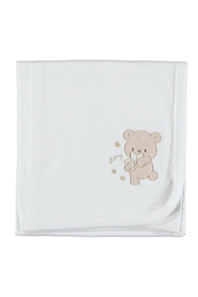 bipamuk Teddy Bear Patterned Combed Cotton Fabric Baby Blanket Breathable