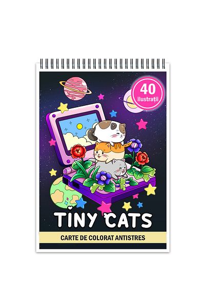 Legendary Gifts Anti-stress coloring book, 40 Tiny Cats illustrations, 86 pages