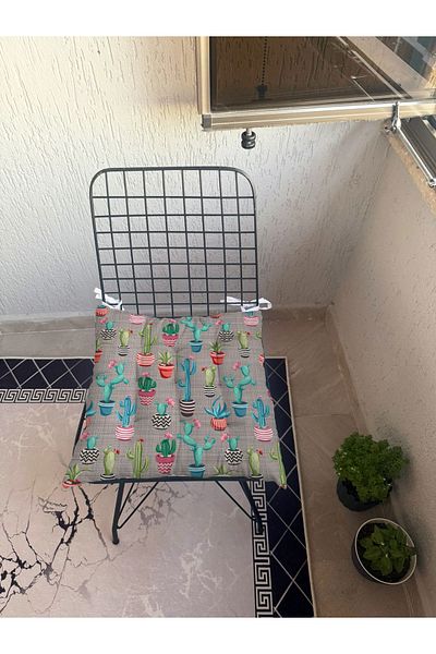 yok yok evim eve dair her şey 9-Piece Linen Textured Patterned Fluffy Living Room Balcony Garden Kitchen Chair Cushion