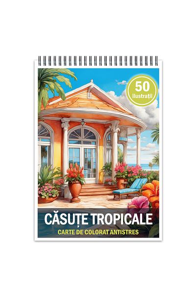 Legendary Gifts Anti-stress coloring book, 50 Tropical Houses illustrations, 106 pages